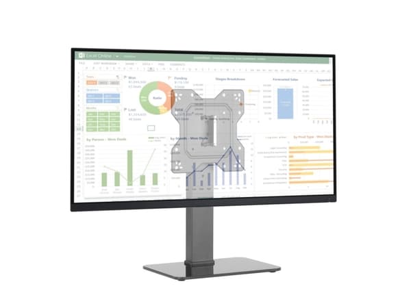 TECHly DESK 100 - Ställ - för LCD display / curved LCD display / monitor - stål, härdat glas - svart - skärmstorlek: 23"-43" - skrivbord