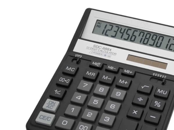 Eleven räknare Svart, stationär, 12 platser (SDC-888XBK)