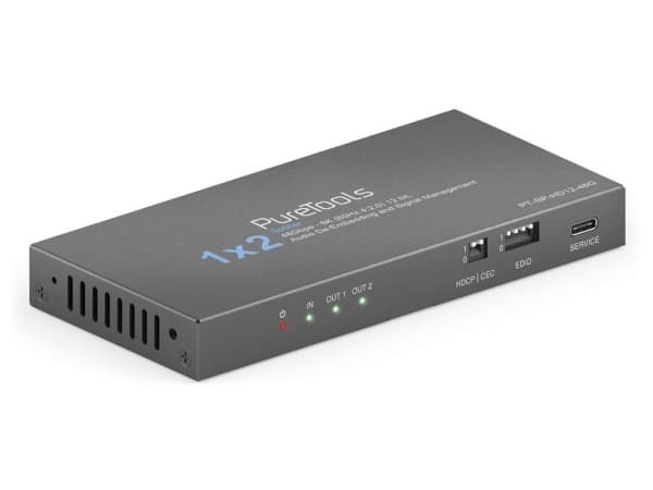 PureTools PT-SP-HD12-48G, HDMI, 2x HDMI, 3,5 mm, 7680 x 4320 piksler, Sort, Stål