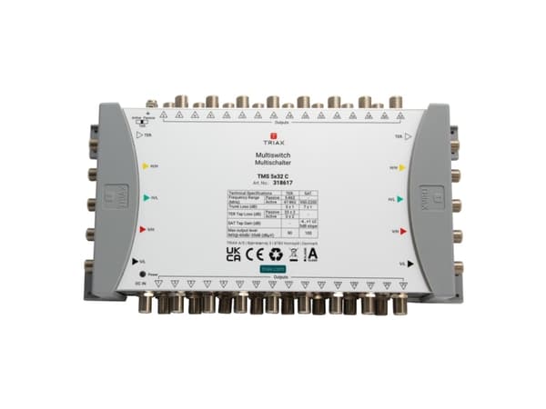 Triax TMS 5×32 C, 5 innganger, 32 utganger, 950 - 2200 MHz, 5 - 862 MHz, 1.0, 2.0, RED
