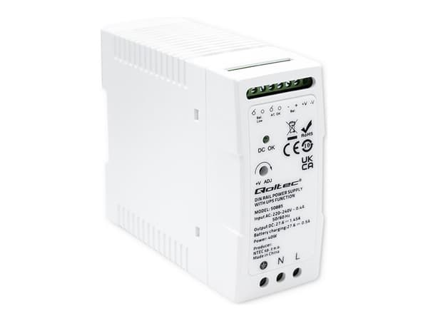 Qoltec - Strømforsyning (DIN-skinnemonterbar) - with UPS function - AC 220-240 V - 40 watt - hvit