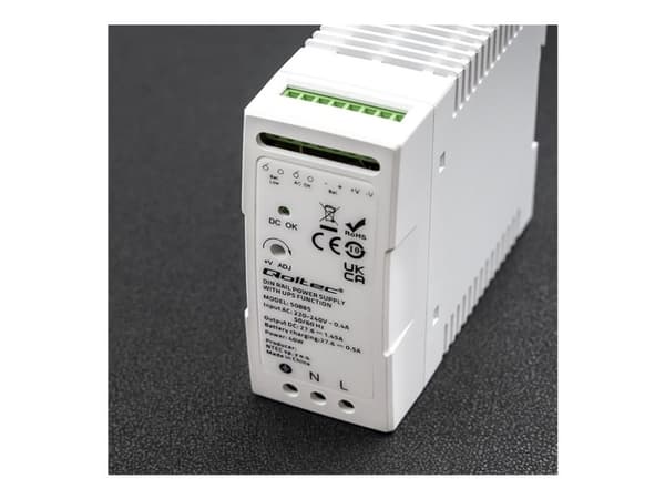 Qoltec - Strømforsyning (DIN-skinnemonterbar) - with UPS function - AC 220-240 V - 40 watt - hvit