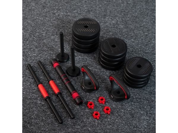 6IN1 VIKTSET HMS SGN130 (SKIVSTÅNG, HANTEL OCH KETTLEBELL) 30 KG