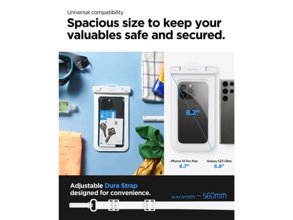 Spigen Aqua Shield A601, Vattensportaktivitet, Smartphone, Blå, Termoplastisk polyuretan (TPU), 30 m, IPX8