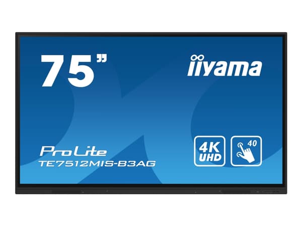 iiyama ProLite TE7512MIS-B3AG - 75" Diagonal klass (74.5" visbar) LED-bakgrundsbelyst LCD-skärm - interaktiv digital skyltning - med pekskärm (multi-