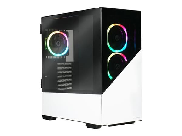 Enermax ENERMAXK8 - Tower - ATX - genomskinlig sidopanel (härdat glas) - ingen strömförsörjning (ATX) - snövit, svart - USB/ljud