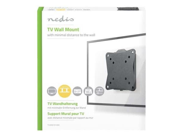 Nedis TVWM1010BK - Brakett - for TV - stål - svart - skjermstørrelse: 13"-27" - veggmonterbar