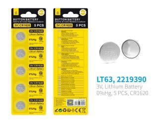 OnePlus ryggcellebatteri - LT63 - 3V, CR1620 - 5 stk.