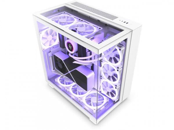 NZXT H9 Elite, Midi Tower, PC, Valkoinen, ATX, mikro ATX, Mini-ITX, Ruostumaton teräs, Karkaistu lasi, 16,5 cm