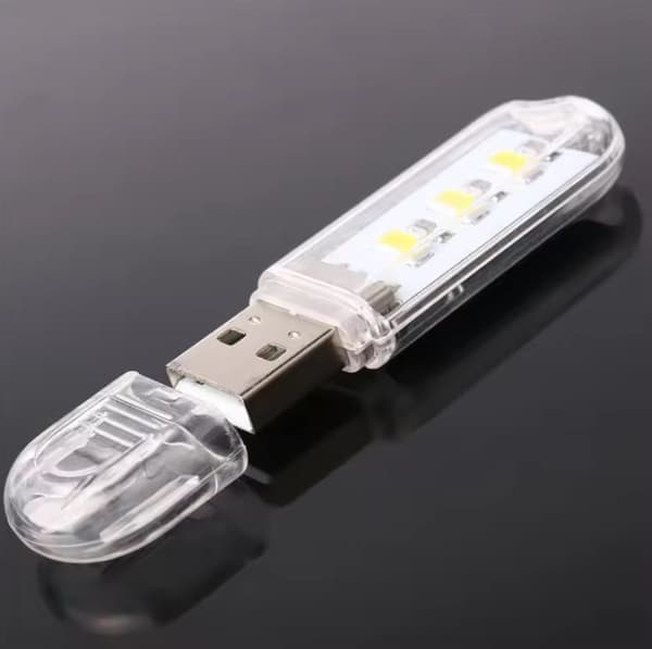 2st Mini USB drive LED Night Light Lamp Flashlight Keychain Lamp Portable USB Power Pure White 3 LED Strip Pocket Lamp