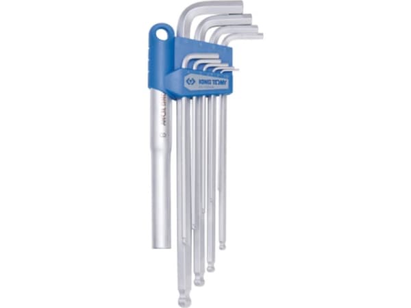 King Tony IMBUSES MED EXTRA LÄNGD 9 st 1120M - HEX MED EXTRA LÅNG KUL 1,5 - 10mm, PLAST. BLISTERHANDTAG King Tony