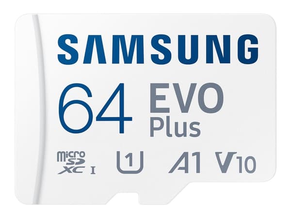 Samsung EVO Plus MB-MC64S - Flashminnekort (microSDXC til SD-adapter inkludert) - 64 GB - A1 / Video Class V10 / UHS-I U1 / Class10 - microSDXC UHS-I
