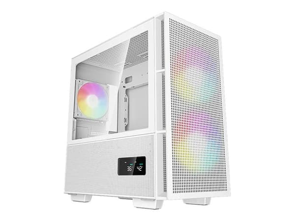 DeepCool CH360 DIGITAL WH - mATX - genomskinlig sidopanel (härdat glas) - ingen strömförsörjning (ATX / PS/2) - vit - USB/ljud