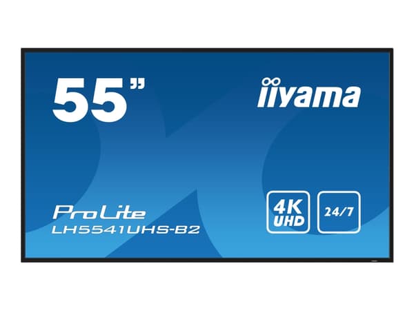 iiyama ProLite LH5541UHS-B2 - 55" Diagonal klass (54.6" visbar) LED-bakgrundsbelyst LCD-skärm - digital skyltning - 4K UHD (2160p) 3840 x 2160 - svar Svart