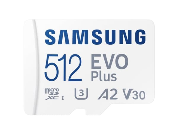 Samsung EVO Plus MB-MC512S - Flashminnekort (microSDXC til SD-adapter inkludert) - 512 GB - A2 / Video Class V30 / UHS-I U3 / Class10 - microSDXC UHS