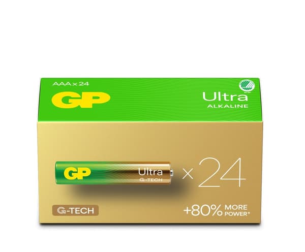 GP - Ultra Alkaline Battery, Size AAA, 24AU/LR03, 1.5V, 24-pack
