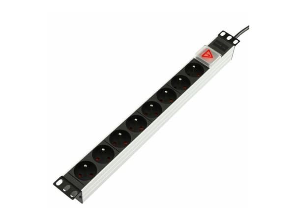Lanview Logon TUPS031 - Grenuttag (kan monteras i rack) - 10A - 4000 Watt - ingång: Typ E - utgångskontakter: 8 (8 x Type E) - 1U - 19" - 2 m sladd - Svart