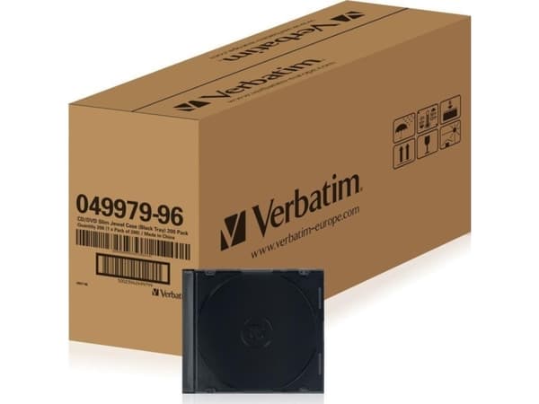 Verbatim - Tynn CD-oppbevaringseske - kapasitet: 1 CD/DVD - svart (en pakke 200)