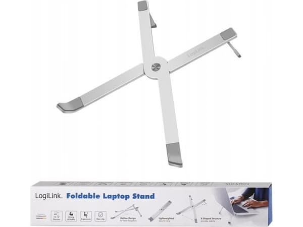 LogiLink Notebook stand, foldable, for 10 - 16 notebook, aluminum, silver
