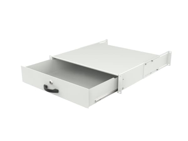 Lanview by Logon - Tangentbordslåda till rack - allmän användning, låsbar - vit, RAL 7035 - 2U - 19"