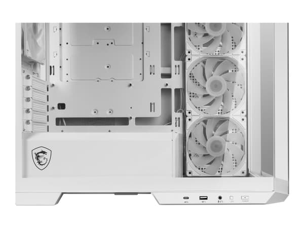 MSI MAG PANO M100R PZ - microATX torni - sivupaneeli ikkunalla (karkaistu lasi) - ei virtalähdettä (ATX) - valkoinen - USB/Audio