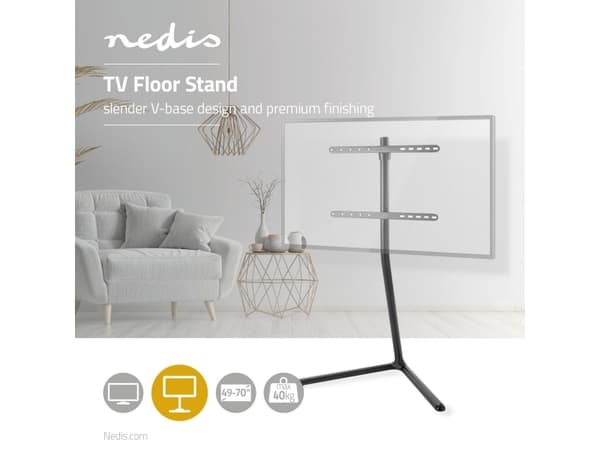 Nedis TVSM5250BK, 124,5 cm (49"), 177,8 cm (70"), 200 x 200 mm, 600 x 400 mm, Alumiini, Terästä, Musta