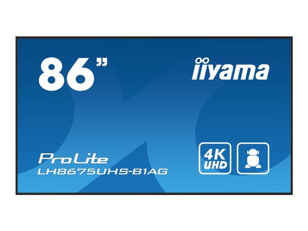 iiyama ProLite LH8675UHS-B1AG - 86" Diagonalklasse (85.6" synlig) LED-bakgrunnsbelyst LCD-skjerm - intelligent skilting - med built-in media player, Sort