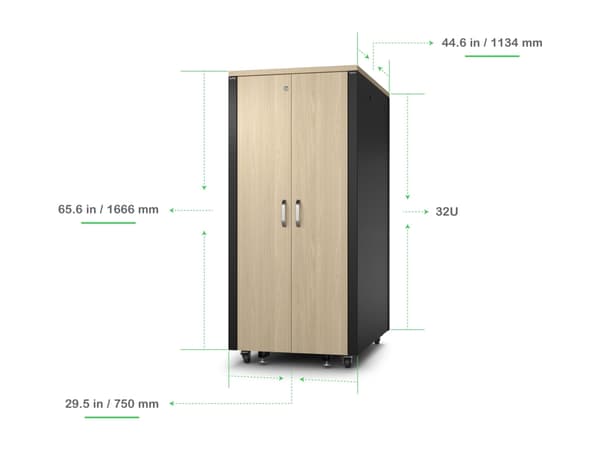 APC AR4032IA, Itseseisova teline, 32U, 1500 kg, 216 kg, Vaahteranvärinen, Musta
