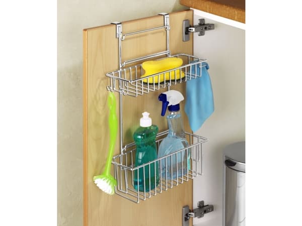 WENKO Door-mounted rack, Opphengsmontering, Metall, Kromfarget, Kjøkken, 2 hyller, Moderne