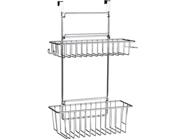 WENKO Door-mounted rack, Opphengsmontering, Metall, Kromfarget, Kjøkken, 2 hyller, Moderne
