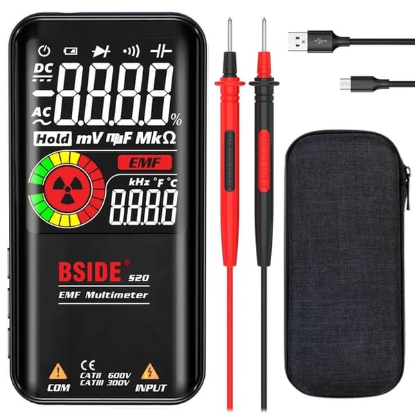 Digital Multimeter, Farvedisplay, Automatisk Rækkevidde, S20 EMF Sort