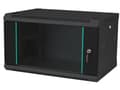 Pikkukuva 1 / 2: Q-Lantec 19" 6U 6U 600x450 seinään asennettava hyllykaappi, keskeytymätön, yksisiipinen lasiovi, kiinteä takapaneeli, lukittavat sivupaneelit, musta