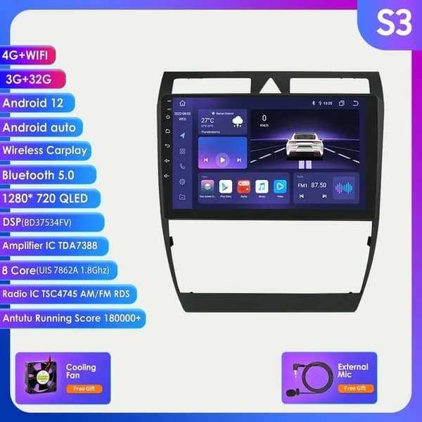 CarPlay-radio, langaton yhteys, Android-multimediasoitin, S1 AI AHDC6