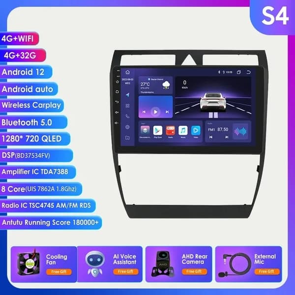 CarPlay-radio, langaton yhteys, Android-multimediasoitin, S1 AI AHDC6
