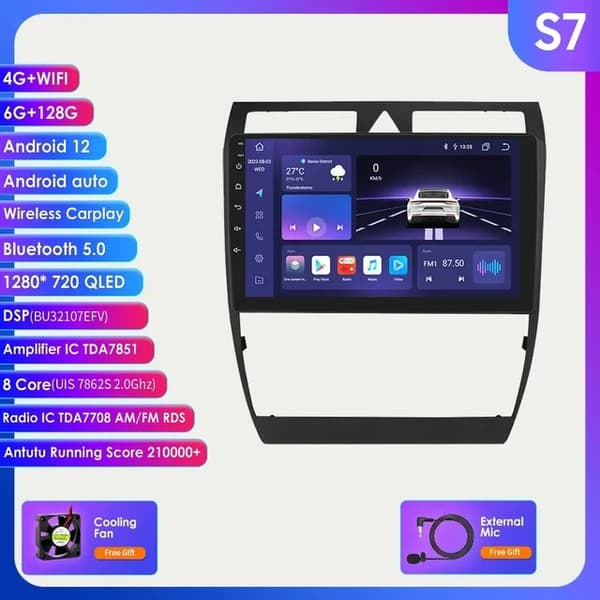 CarPlay-radio, langaton yhteys, Android-multimediasoitin, S1 AI AHDC6