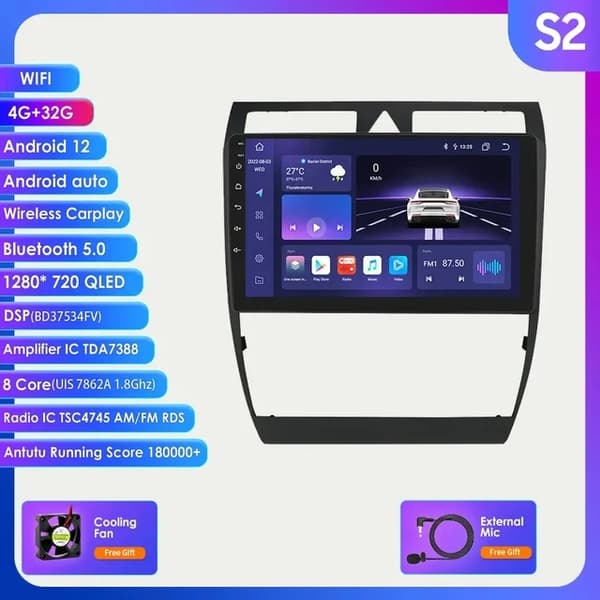 CarPlay-radio, langaton yhteys, Android-multimediasoitin, S1 AI AHDC6