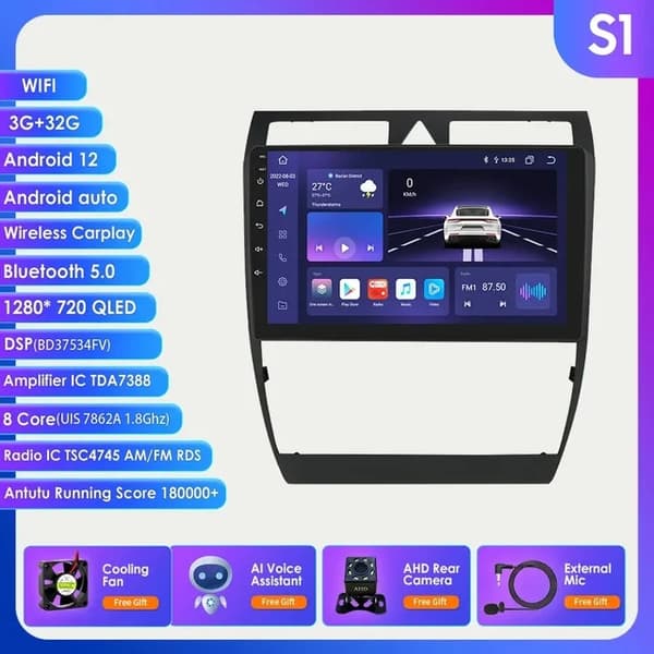 CarPlay-radio, langaton yhteys, Android-multimediasoitin, S1 AI AHDC6