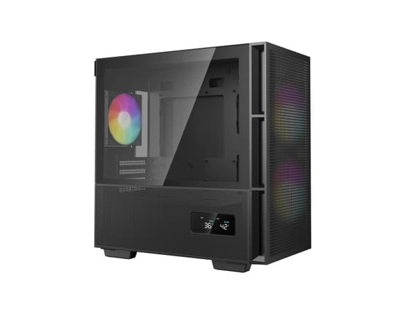 DeepCool CH360 DIGITAL - mATX - genomskinlig sidopanel (härdat glas) - ingen strömförsörjning (ATX / PS/2) - svart - USB/ljud