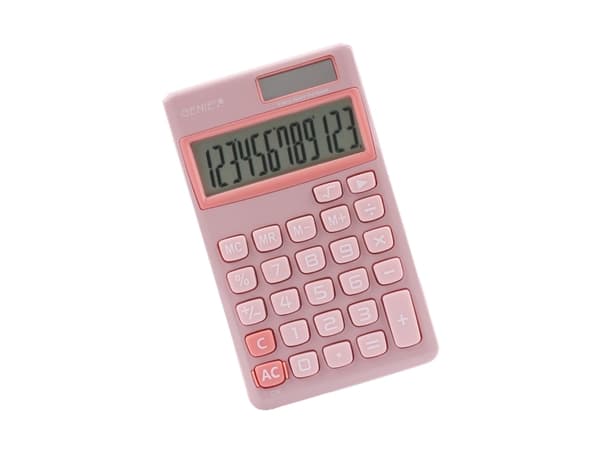 Genie 212 P, Lomme, Grunnleggende, 12 sifre, Batteri/Solcelle, Rosa Rosa