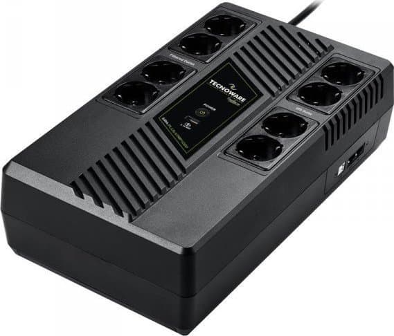Tecnoware Era Plus Strip 1000, Linje-Interactive, 1 kVA, 700 W, Pseudo sine, 230 V, 50/60 Hz Sort