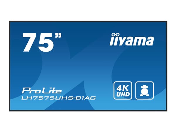 iiyama ProLite LH7575UHS-B1AG - 75" Diagonalklasse LED-bakgrunnsbelyst LCD-skjerm - intelligent skilting - med built-in media player, SDM Slot PC - A Sort