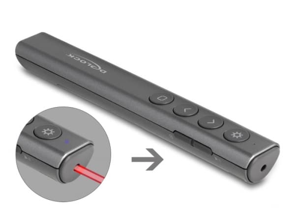 DeLOCK USB Laser Presenter anthracite, RF, USB, 30 m, Anthracite