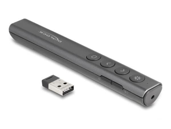 DeLOCK USB Laser Presenter anthracite, RF, USB, 30 m, Anthracite
