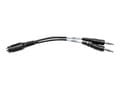 Miniatyrbild 3 av 5: Eaton Tripp Lite Series 3.5 mm 4-Position to 3.5 mm 3-Position Audio Headset Splitter Adapter Cable (F/2xM), 6 in. (15.2 cm) - Hörlursdelare - mini-p