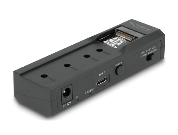 Delock USB Type-C-muunnin 1 x M.2 SSD:lle tai 1 x SATA SSD:lle / kiintolevylle