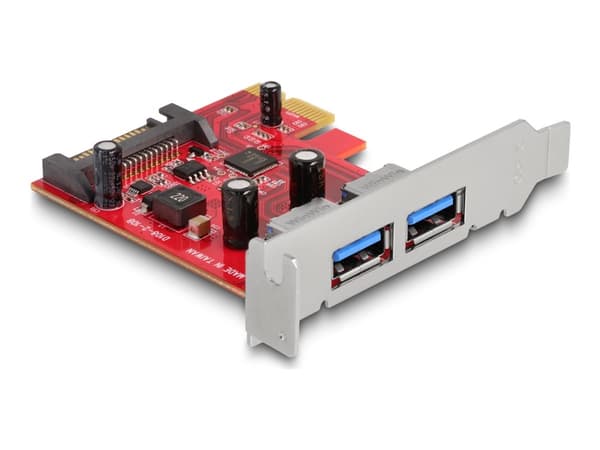 Delock - USB-adapter - PCIe 2.0 lav profil - USB-C 3.2 Gen 1 x 2 Kromfarget, Rød