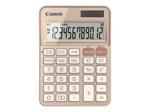 Canon KS-125KB - Skrivbordskalkylator - 12 siffror - solcellspanel, batteri - guldrosa Rose Gold