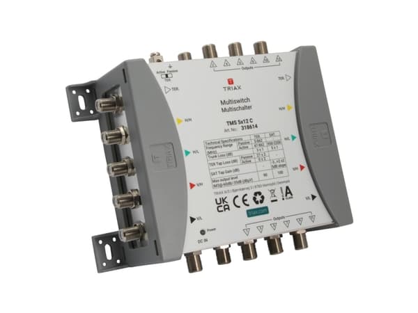 Triax TMS 5×12 C, 5 innganger, 12 utganger, 950 - 2200 MHz, 5 - 862 MHz, 1.0, 2.0, RED