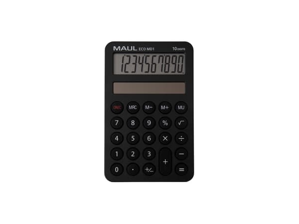 MAUL ECO MD1, Ficka, Grundläggande, 10 siffror, 1 linjer, Solar, Svart Svart