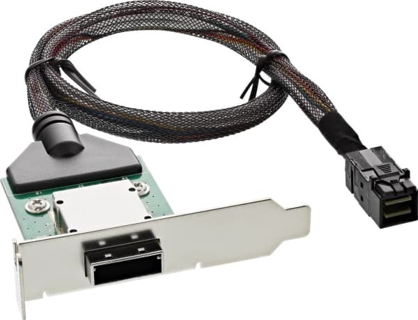 InLine 27656C, SFF-8643, Mini-SAS, SFF-8808, Lavprofil, Sort, Kromfarget, Grønn, 1 stykker